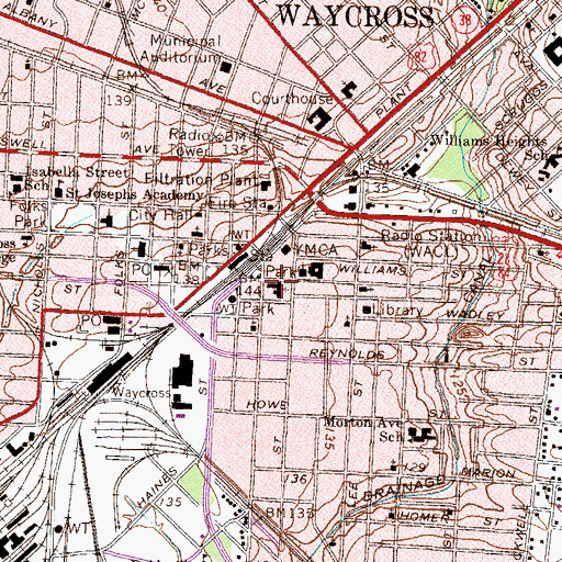 Topographic Map of Central Baptist Church, GA