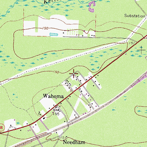 Topographic Map of Church of God of Wahoma, GA
