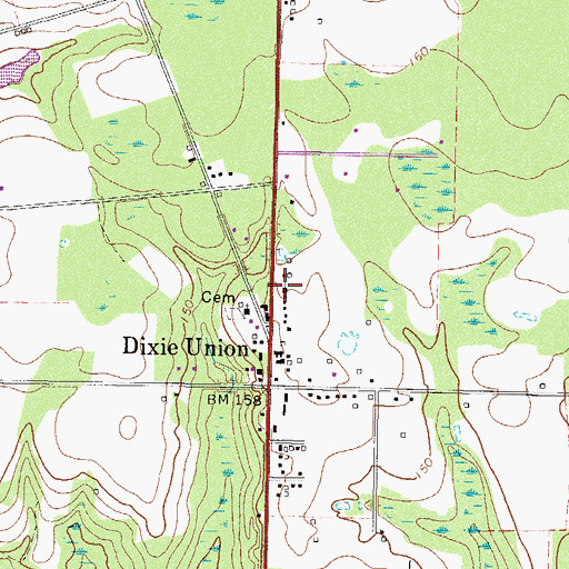 Topographic Map of Dixie Union Church, GA