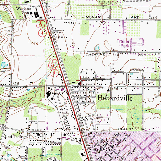 Topographic Map of Hebardville Methodist Episcopal Church, GA