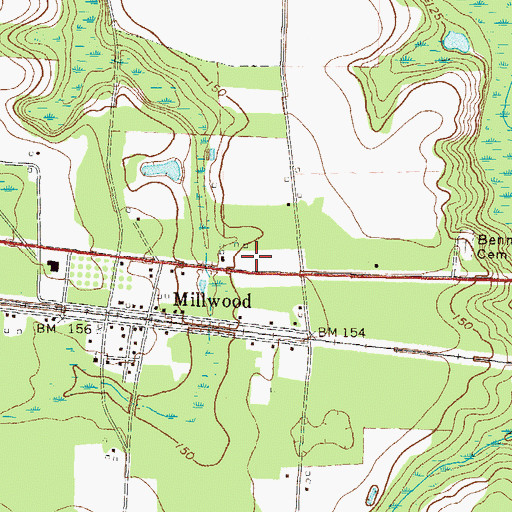 Topographic Map of Millwood Church, GA