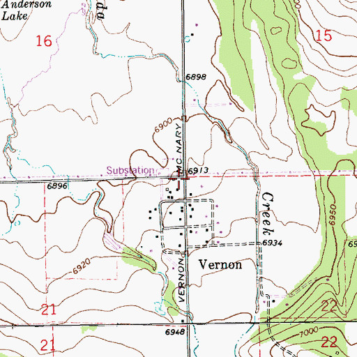 Topographic Map of Vernon, AZ