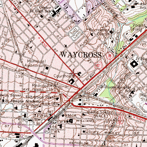 Topographic Map of Ware County Health Center, GA