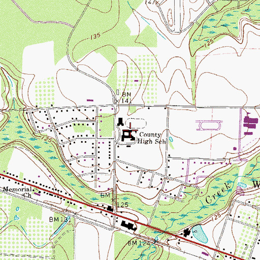Topographic Map of Ware County Junior High School, GA