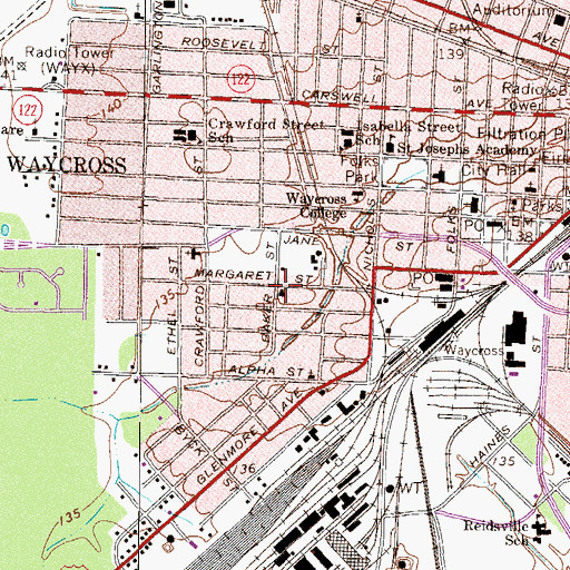 Topographic Map of Westside Assembly of God Church, GA