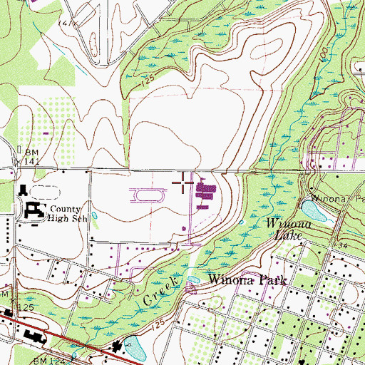 Topographic Map of Ware County High School, GA