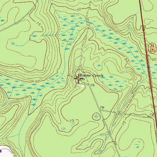 Topographic Map of Boones Creek School (historical), GA