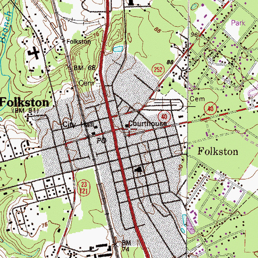 Topographic Map of Charlton County Courthouse, GA
