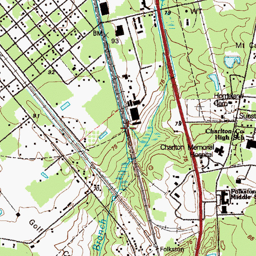 Topographic Map of Charlton County High School, GA