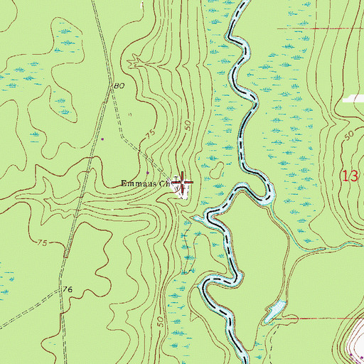 Topographic Map of Emmaus Cemetery, GA