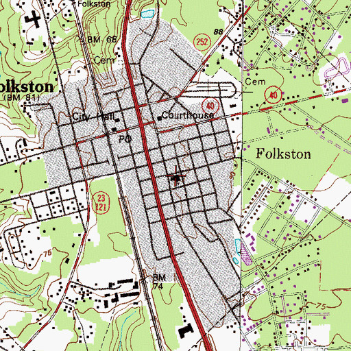 Topographic Map of First Baptist Church, GA