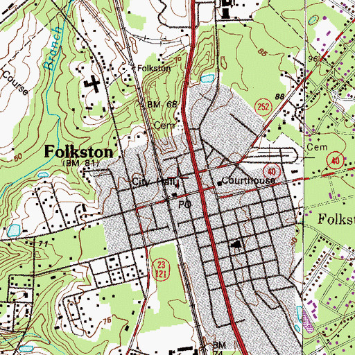 Topographic Map of Folkston City Hall, GA