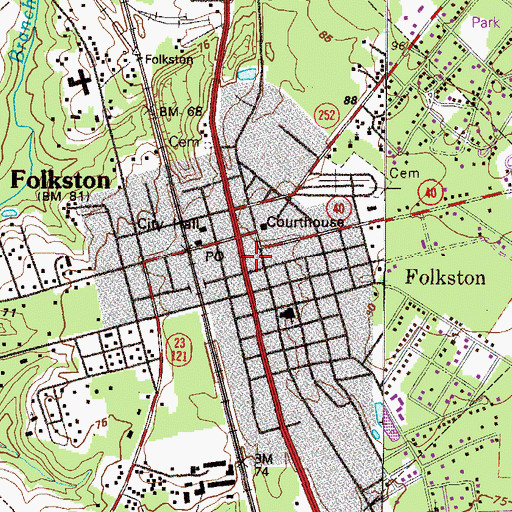 Topographic Map of Folkston Methodist Church, GA