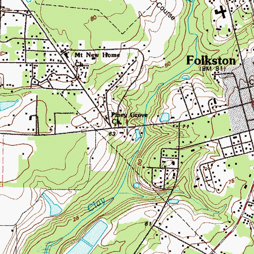 Topographic Map of Kingdom Hall Church, GA