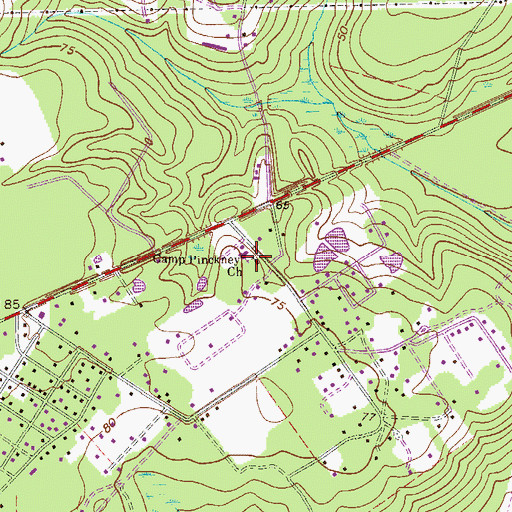Topographic Map of Peoples Church, GA