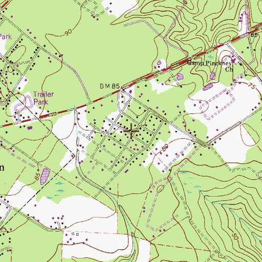 Topographic Map of Pinehurst, GA