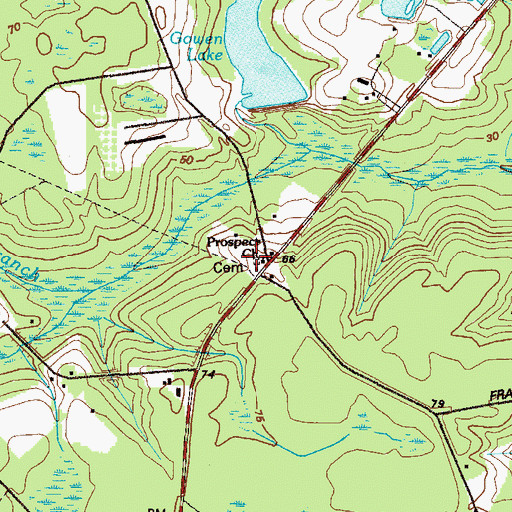 Topographic Map of Prospect Cemetery, GA