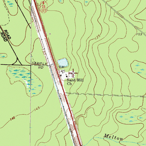 Topographic Map of Sand Hill Cemetery, GA