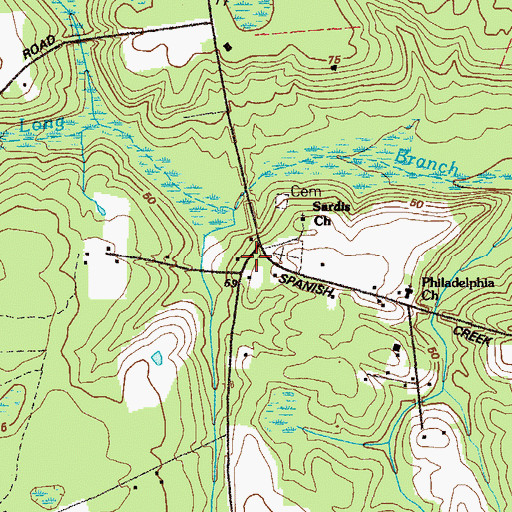 Topographic Map of Sardis School (historical), GA