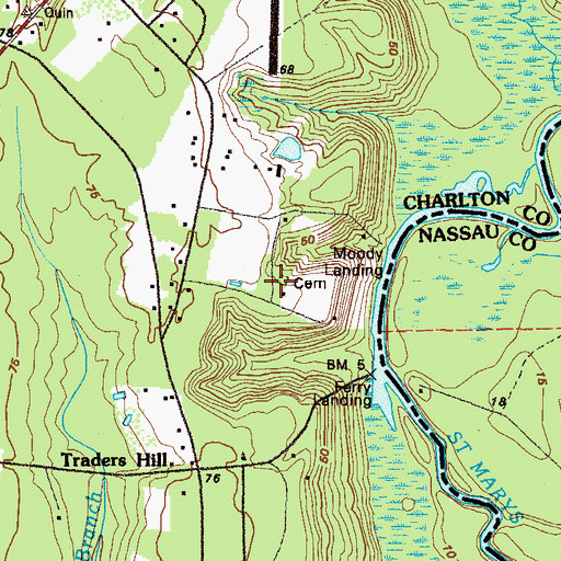 Topographic Map of Traders Hill Cemetery, GA