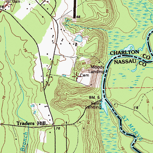 Topographic Map of Traders Hill Methodist Church (historical), GA