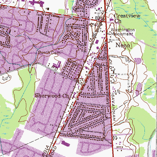Topographic Map of Adams (historical), GA