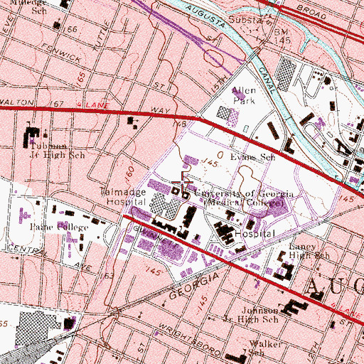 Topographic Map of Augusta Orphan Asylum (historical), GA