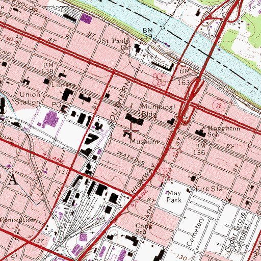 Topographic Map of Augusta-Richmond County Museum, GA