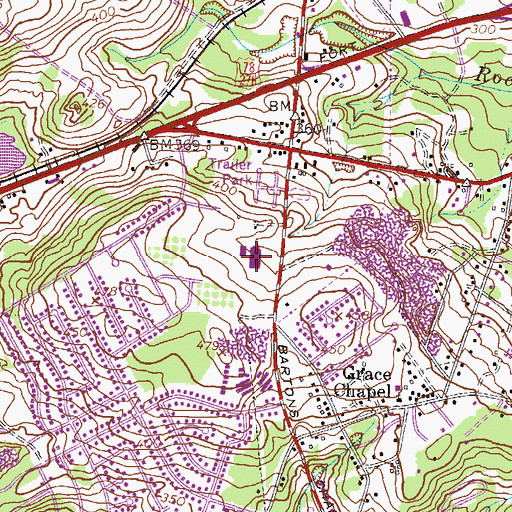 Topographic Map of Barton Chapel Elementary School, GA