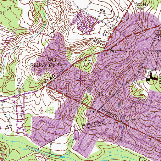 Topographic Map of Burch Grant, GA