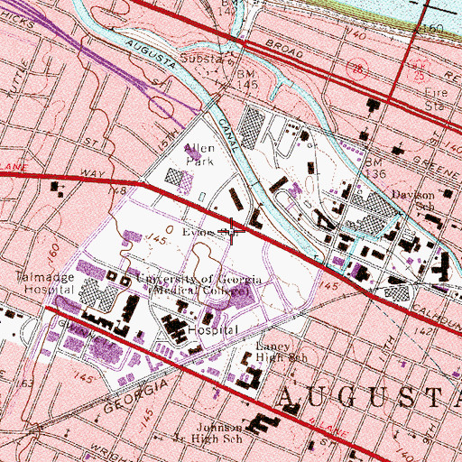 Topographic Map of Central Baptist Chapel (historical), GA
