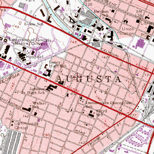 Topographic Map of Central Baptist Church, GA