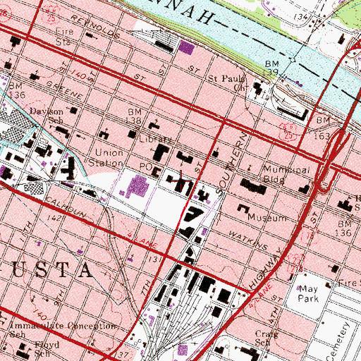Topographic Map of Christian Brothers School (historical), GA
