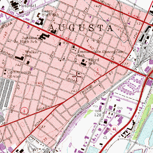 Topographic Map of Church of Sacred Heart, GA