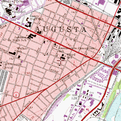 Topographic Map of Curtis Baptist Church, GA