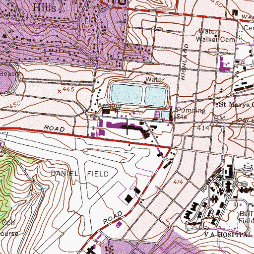 Topographic Map of Daniel Village Shopping Center, GA