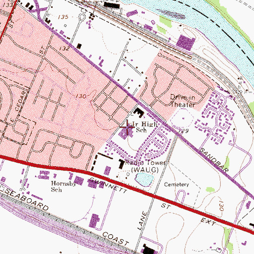 Topographic Map of East Augusta Middle School, GA