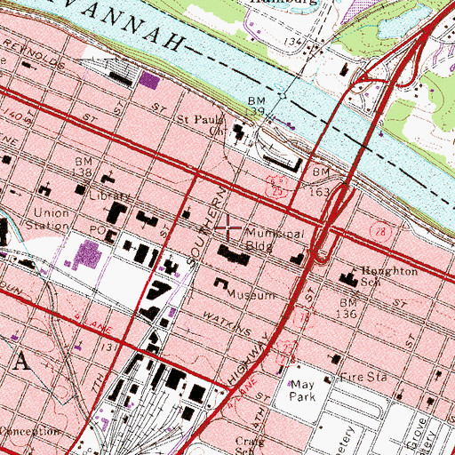 Topographic Map of First Church of Christ Scientist, GA