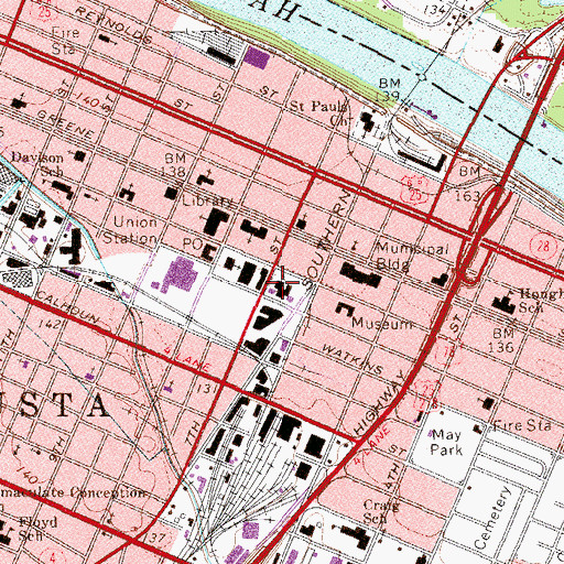 Topographic Map of First Presbyterian Church, GA