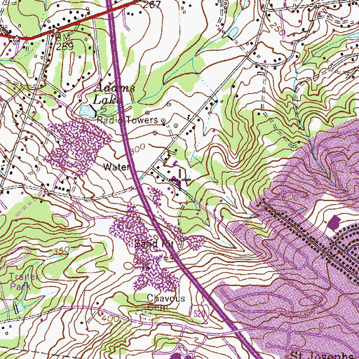 Topographic Map of Glenn Hills School, GA