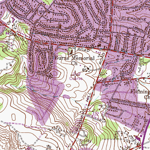 Topographic Map of Green Meadow Golf Course, GA