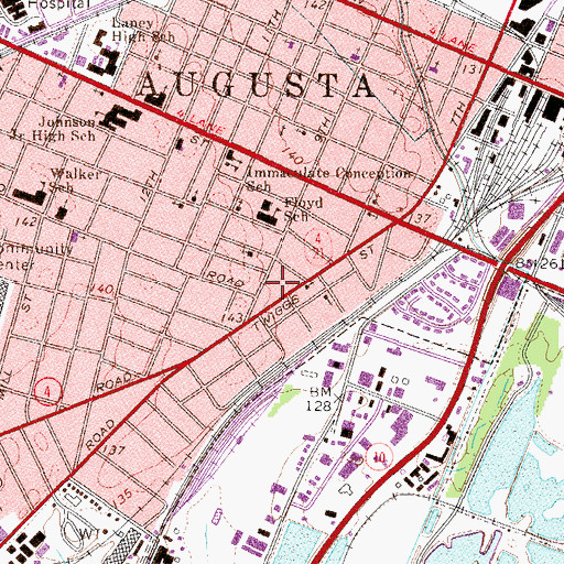 Topographic Map of Greene Street Presbyterian Church, GA