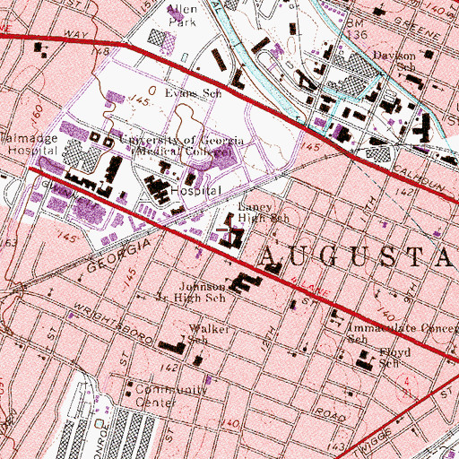 Topographic Map of Hanes Institute (historical), GA