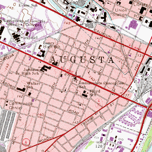 Topographic Map of Immaculate Conception Church, GA