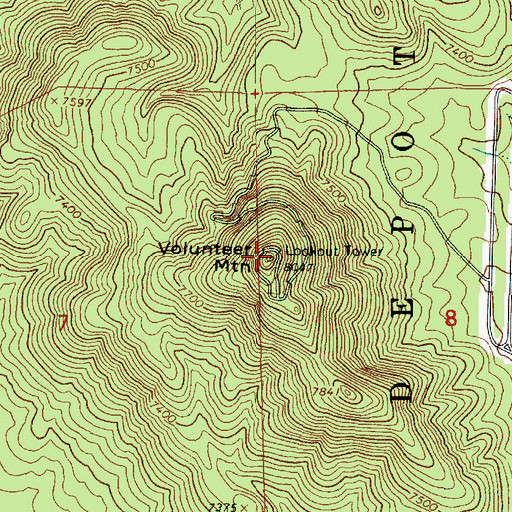 Topographic Map of Volunteer Mountain, AZ