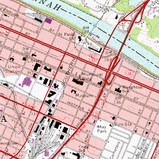 Topographic Map of Richmond County Courthouse, GA