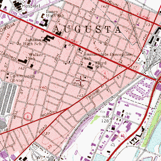 Topographic Map of Sacred Heart School (historical), GA