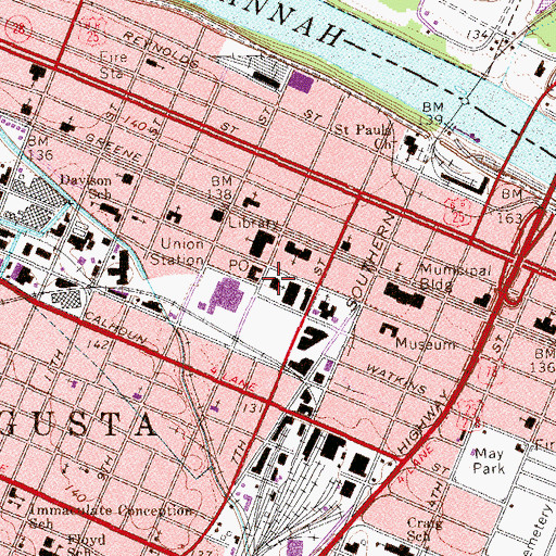 Topographic Map of Saint Patricks Catholic Church, GA