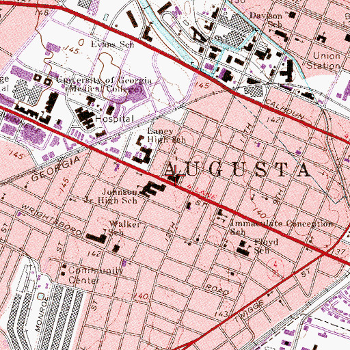 Topographic Map of Tabernacle Baptist Church, GA