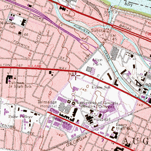 Topographic Map of Woodlawn Methodist Episcopal Church South (historical), GA